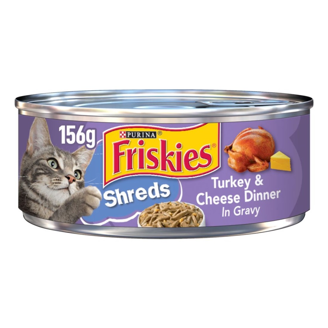 Purina Friskies Savoury Shreds Turkey and Cheese Flavour Wet Food for Cat, 156g
