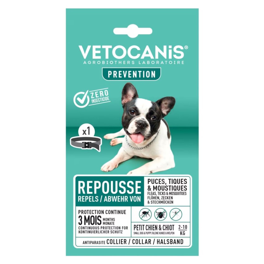 Vetocanis Flea Tick And Mosquito Repellent Collar For Small Dog Black 60cm