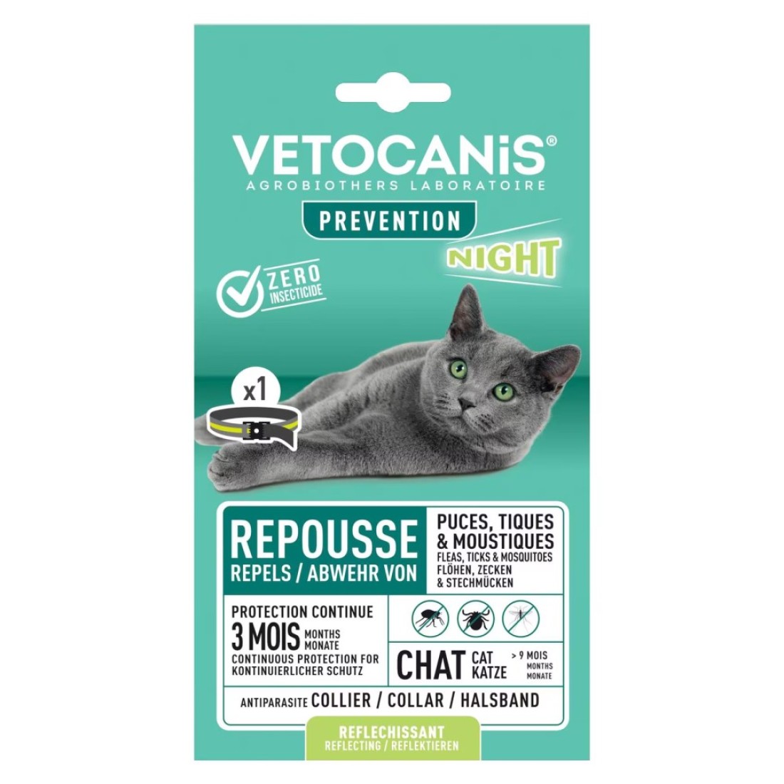 Vetocanis Flea Tick And Mosquito Repellent Reflective Collar For Cat Black 35cm