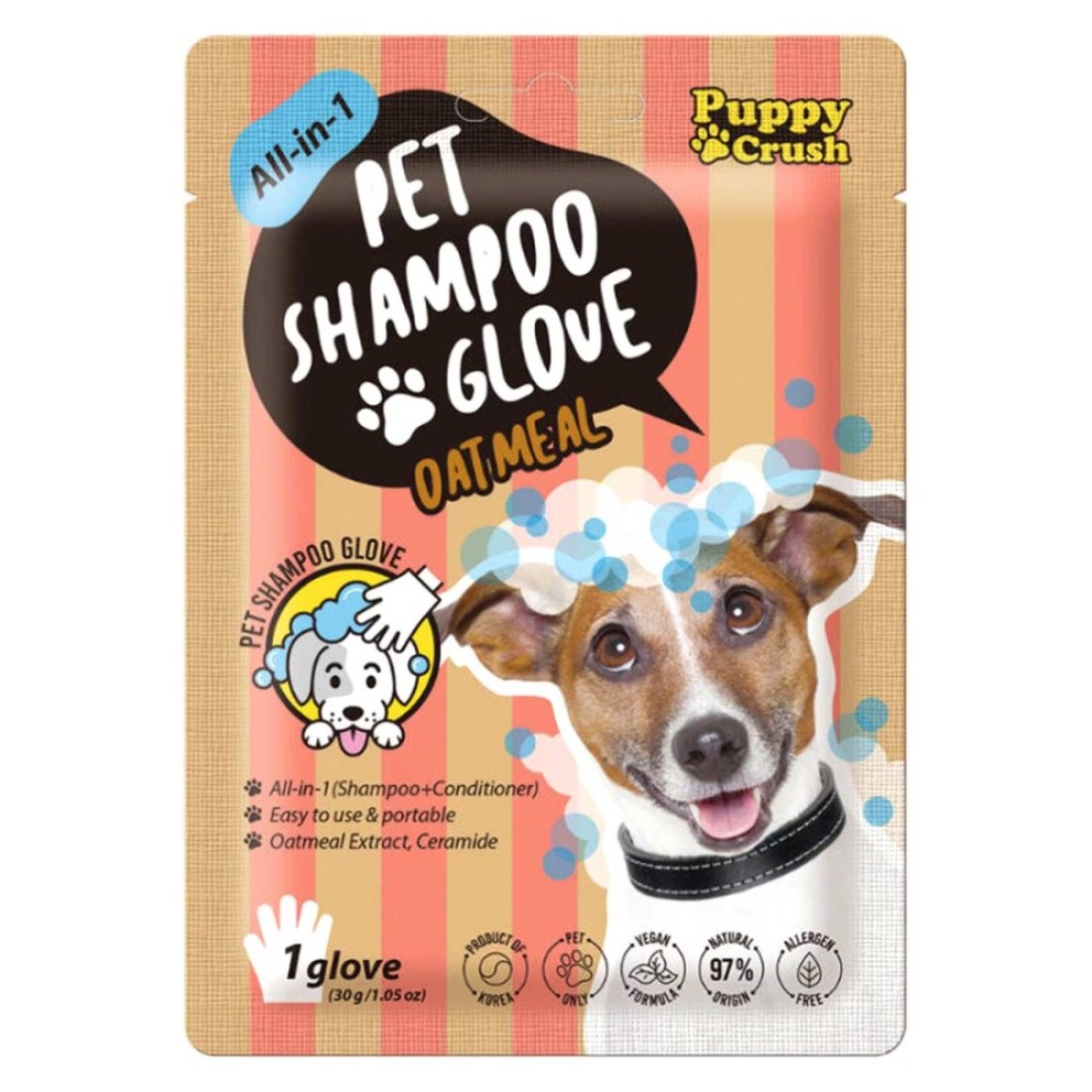 Puppy Crush All-In-1 Pet Shampoo Glove Oatmeal 30g