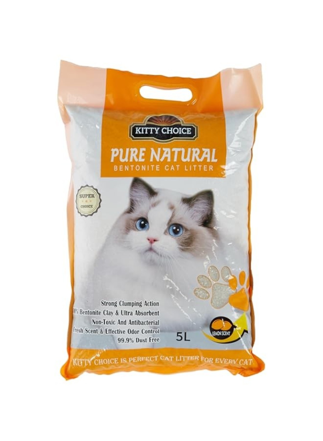 Kitty Choice Pure Natural Bentonite Cat Litter- 5L Flavor - Lemon