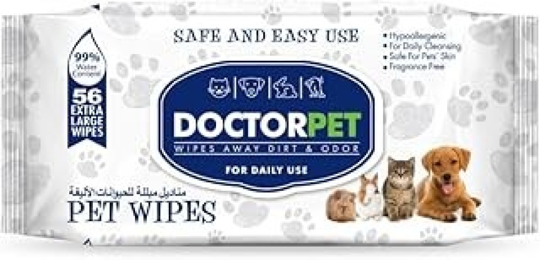 Dr Pet Doctor Pet Wipes for Cats and Dogs 56 Sheets, X-Large