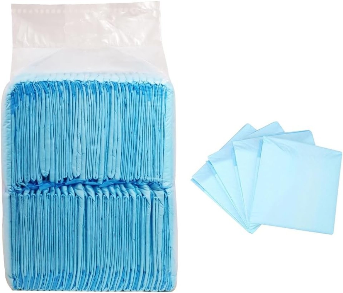 Pee pads for Dogs, Absorbent, 45x60 cm (M), Disposable pad with 5-layer thickness, Soft &amp; Comfortable, Quick dry pads for Small to medium pets, Leak-Proof and Portable, 50 Pieces of 1 pack (Blue)