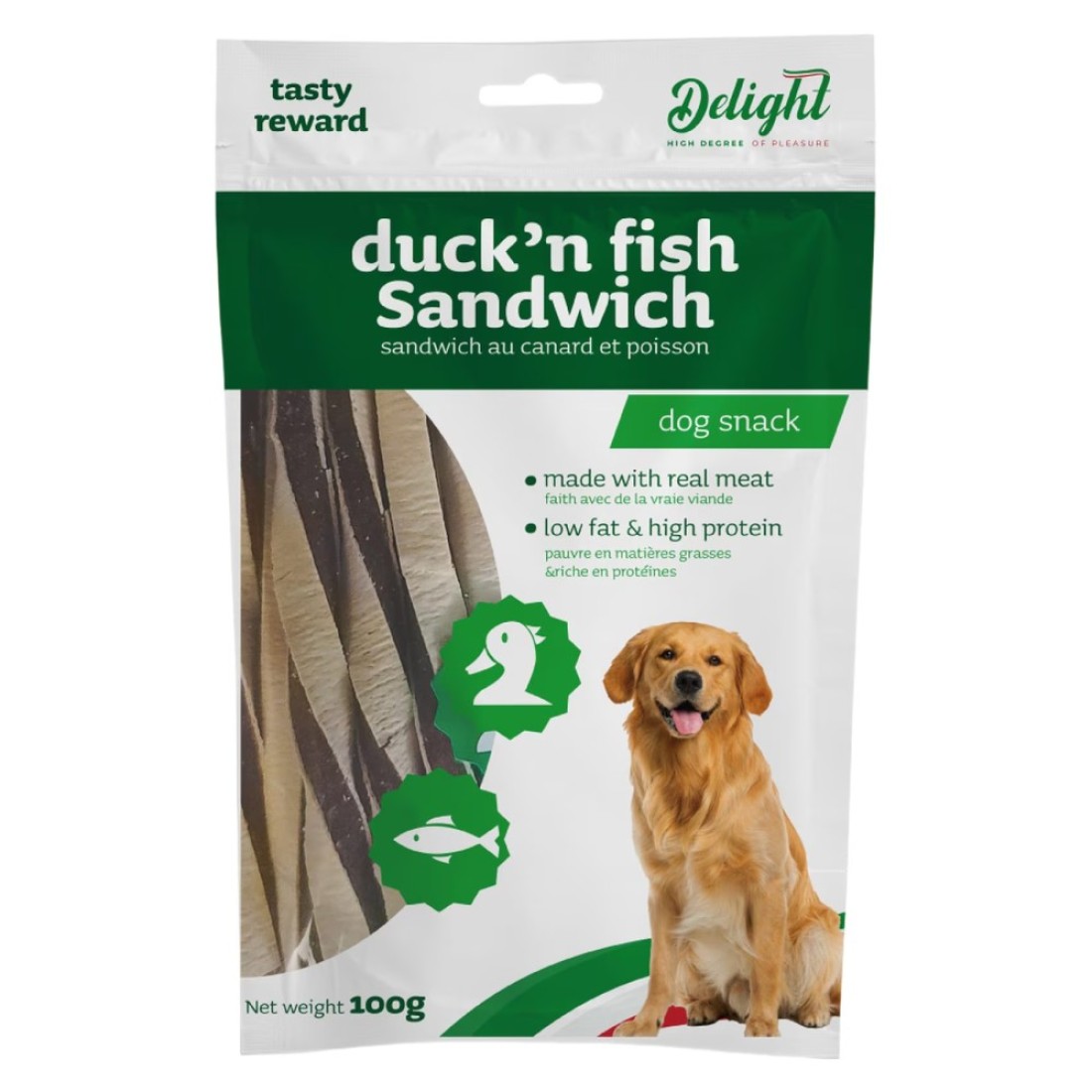 Delight Duck and Fish Sandwich Dog Snack 100g