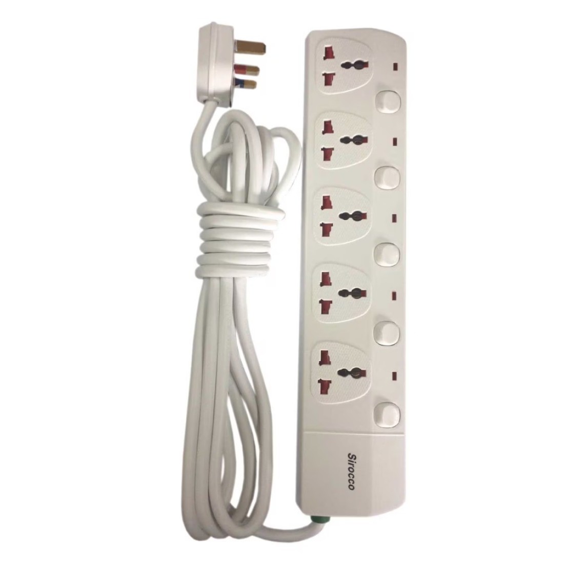 Sirocco 5-Way Universal Extension Socket White 4m