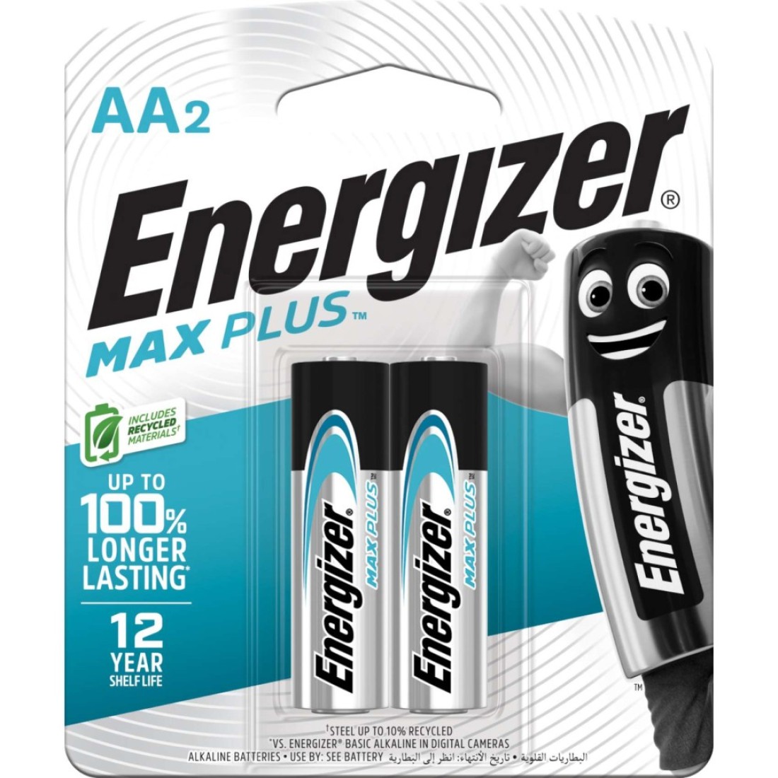 Energizer Max Plus AA Alkaline Batteries Pack of 2