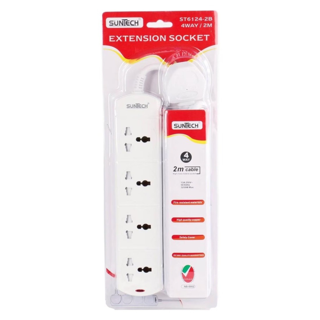 Suntech Extension Socket 4 Way 2m Cable