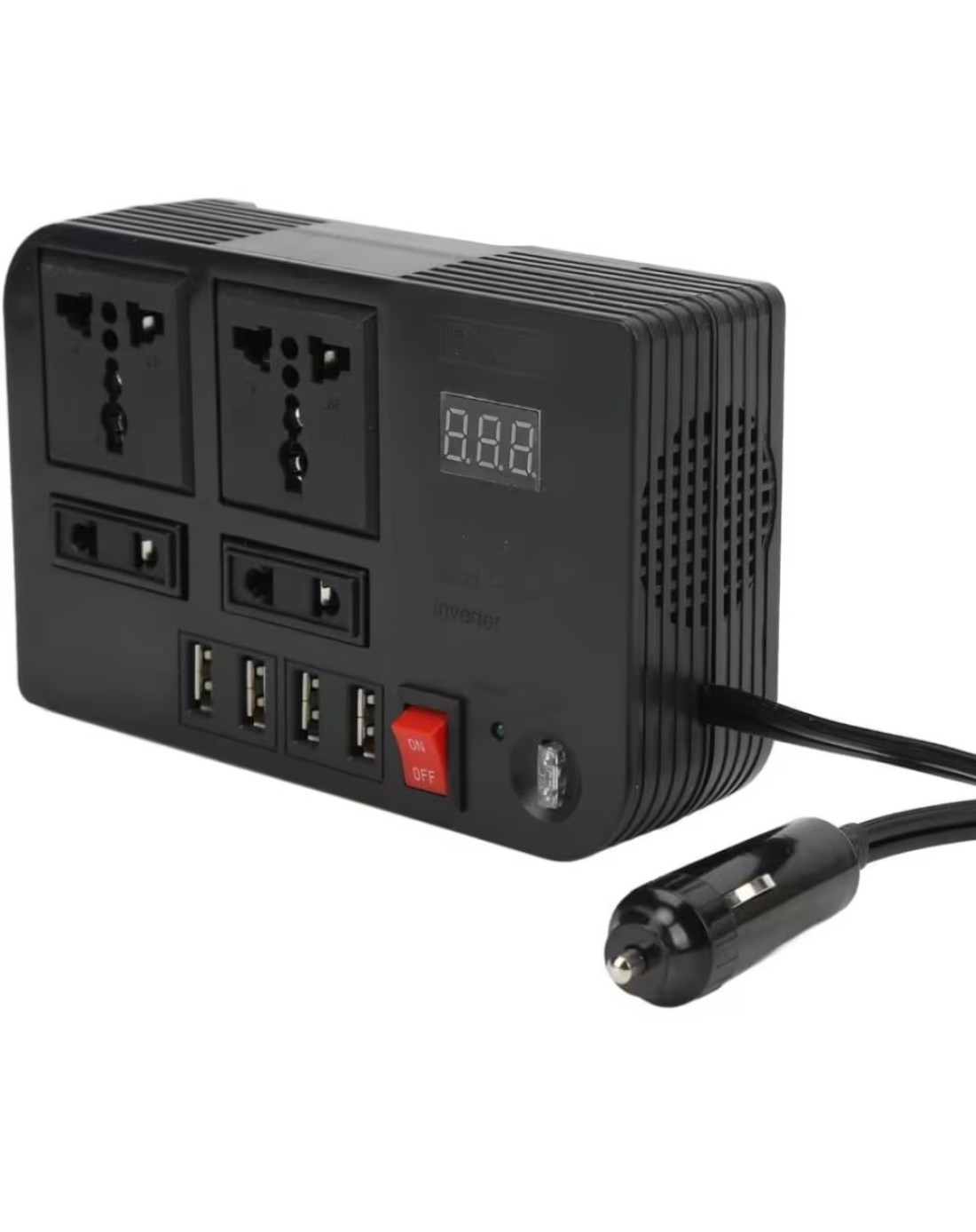 Sprintee Car Power Inverter DC 12V/24V to 220V AC 4 USB Fast Charging Ports & 2 Universal Sockets Portable Power Converter for Vehicles
