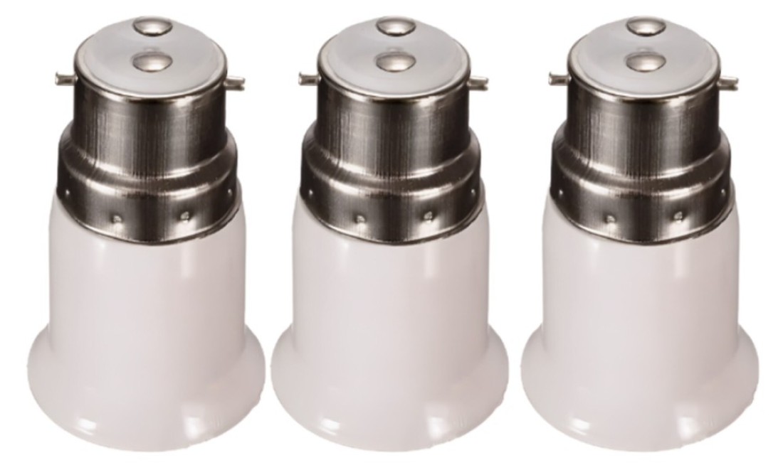 Lavish B22 Bayonet To E27 Screw Base LED Light Bulb Adapter Holder, Fireproof Socket Converter (3-Pack)