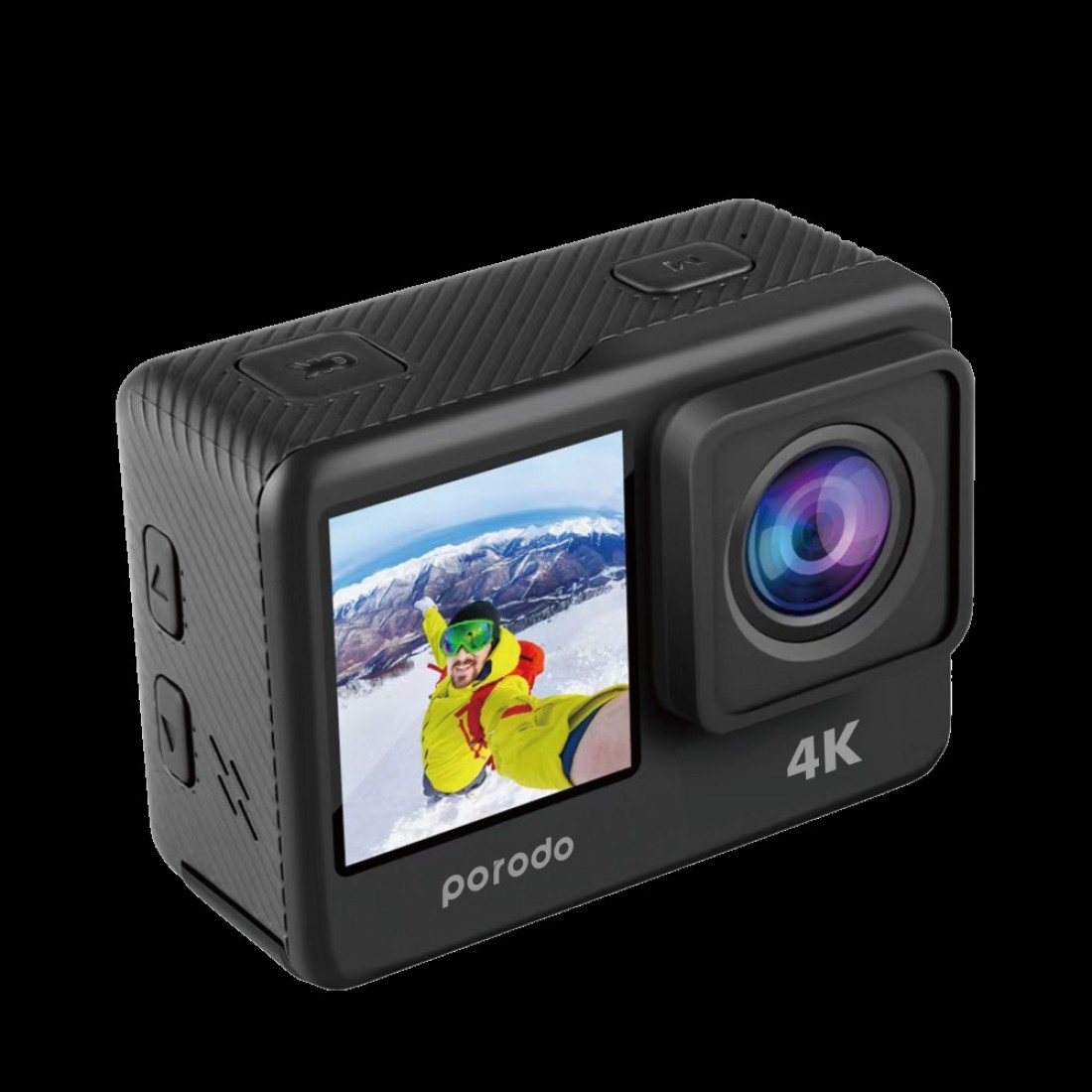 Porodo Lifestyle Waterproof 4K &amp; 30fps Action Camera 120&deg; Wide View Angle 16 MP HD Photos Dual Screen Display Multi Shoting Water Proof 900mAh Long Battery Life WiFi Support - Black