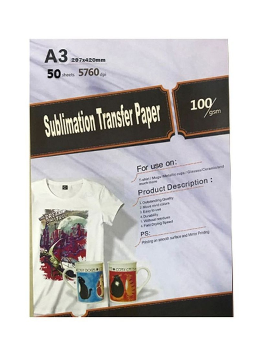 Generic 50-Piece A3 Sublimation Transfer Paper