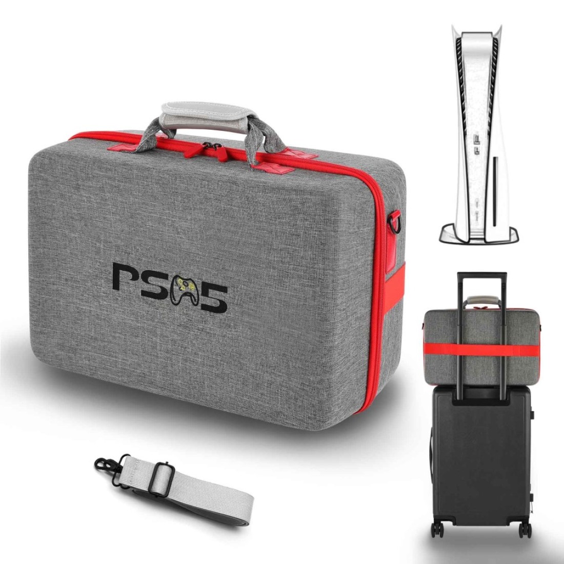 ASNOMY Carrying Case Compatible with PS5, Hard Shell Carry Case Travel Bag, Organizer Protective Case for Playstation 5 Console,Dual Controller and Accessories[Not suitable with 2023 &quot;slim version]