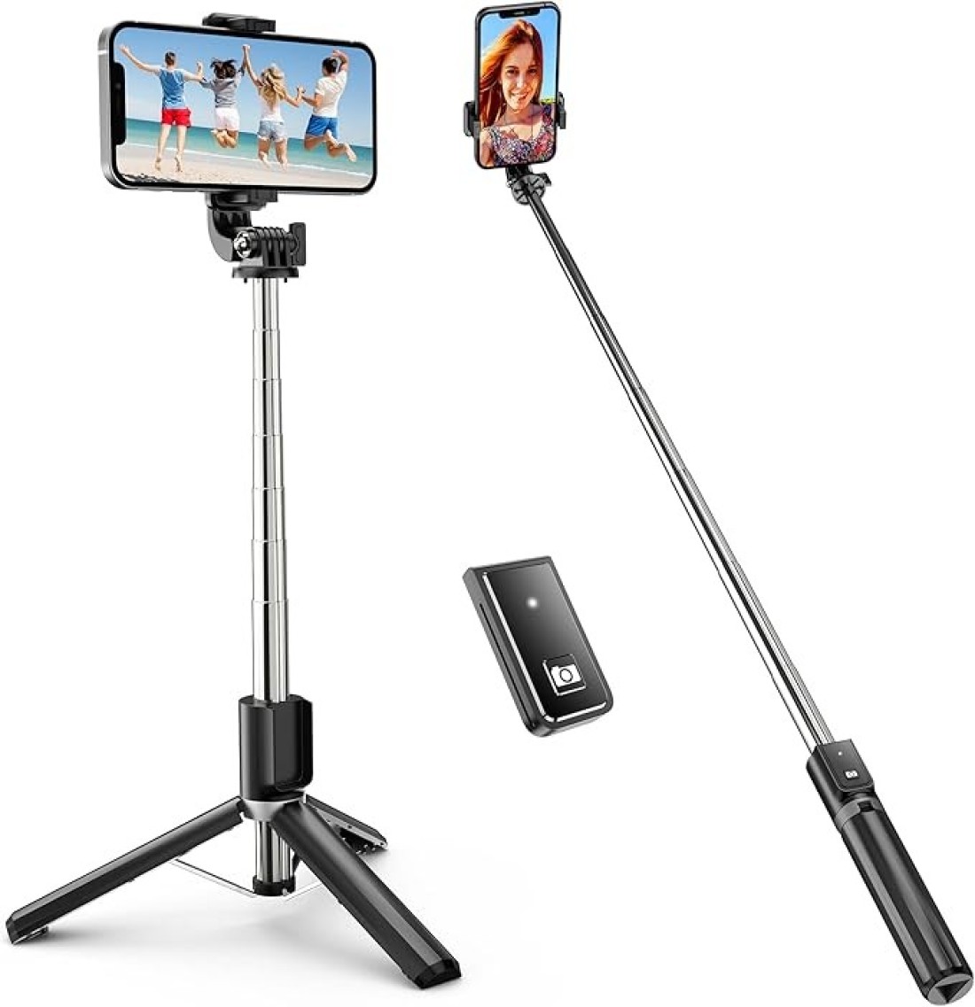 ATUMTEK 40&quot; Selfie Stick Tripod, Extendable Bluetooth Selfie Stick with Wireless Remote, 360-degree Rotation, Compatible with GoPro, iPhone and Android Smartphones, Mini Tripod, Table Tripod Black