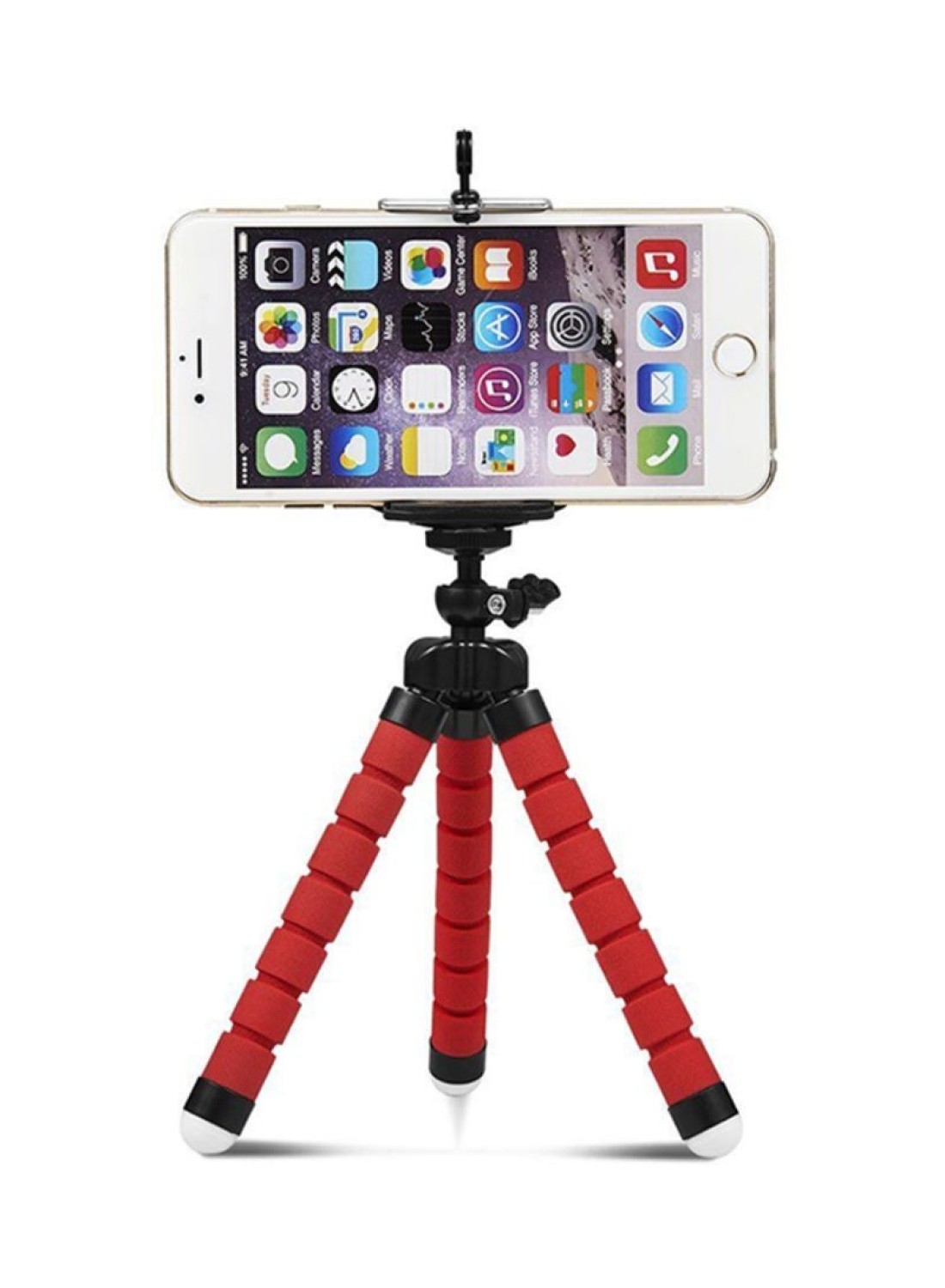 Octopus - Tripod Stand Holder Universal Clip For Apple iPhone, Cellphone, Camera Black/Red