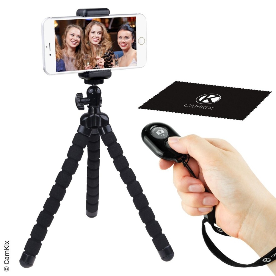 CamKix Flexible Cell Phone Tripod and Bluetooth Remote Control Camera Shutter for iPhone Samsung Galaxy and Many More Octopus Style Mount Universal Phone Holder Solution for Smartphone Photog