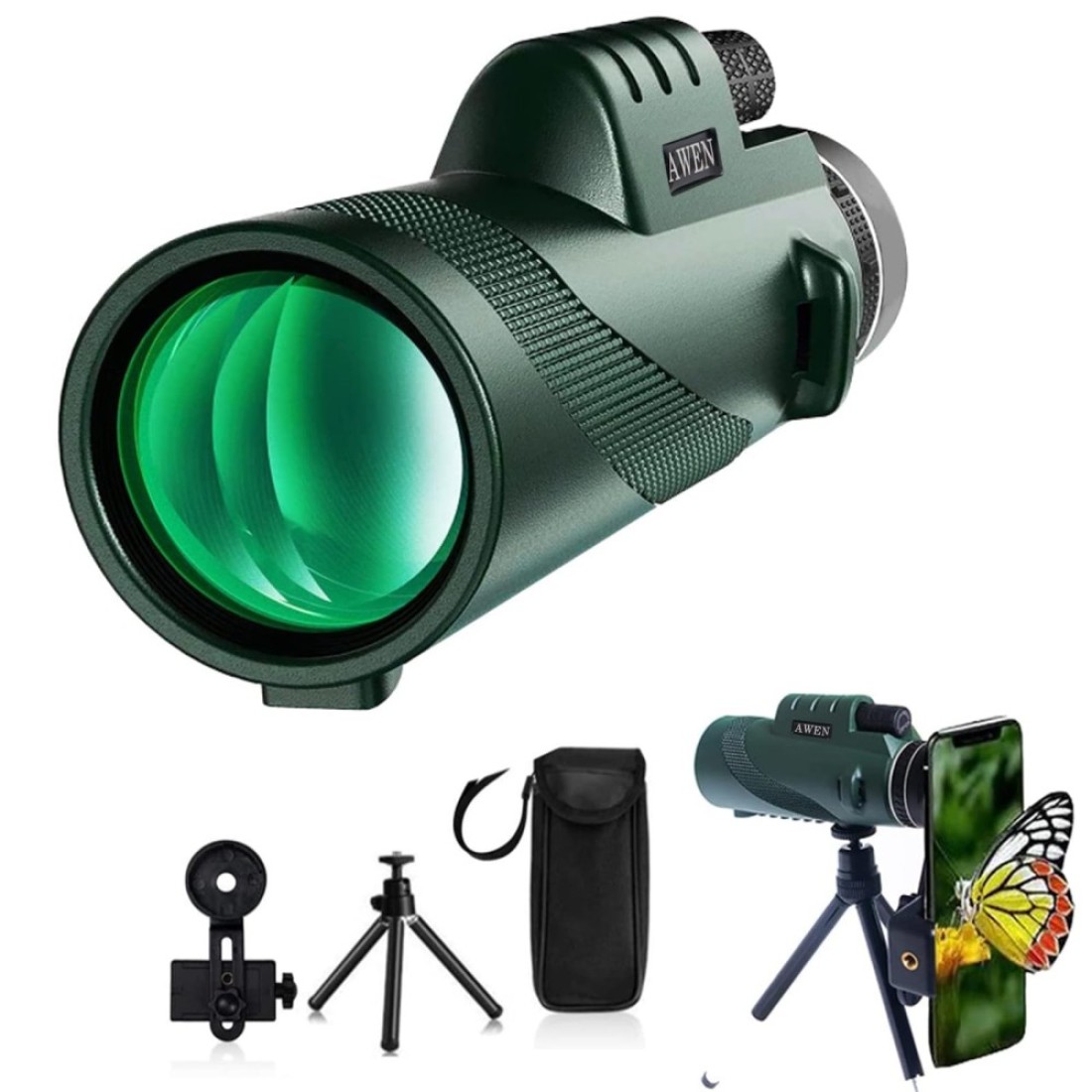 40X60 Monocular Telescope High-Power Low-Light-Vision - for Adults with Smartphone Holder-for Stargazing Bird Watching Hunting Hiking Camping Gifts for Man