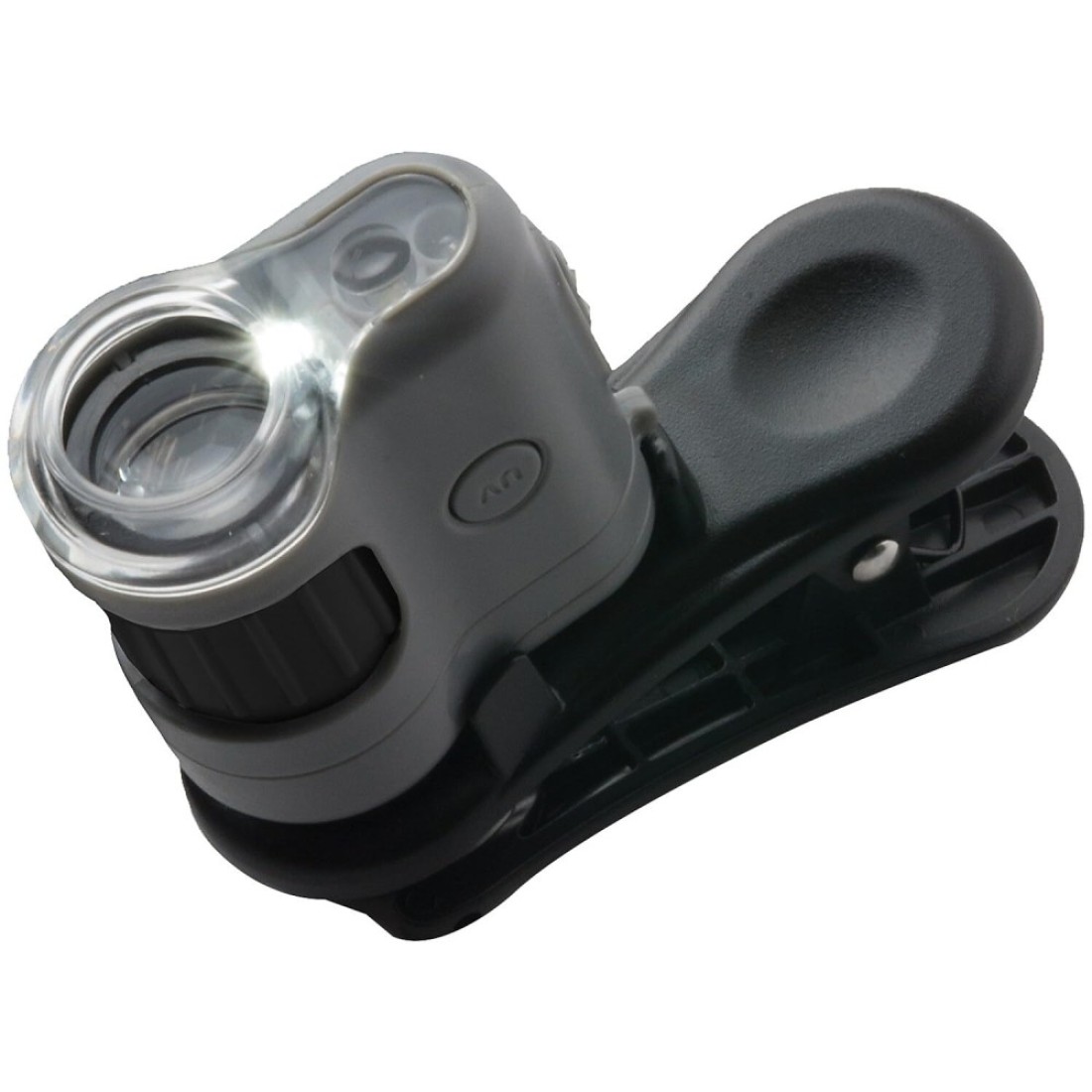 Carson MicroMini 20x LED Lighted Pocket Microscope with Builtin LED and UV Flashlight and Universal Smartphone Digiscoping Adapter Clip MM380