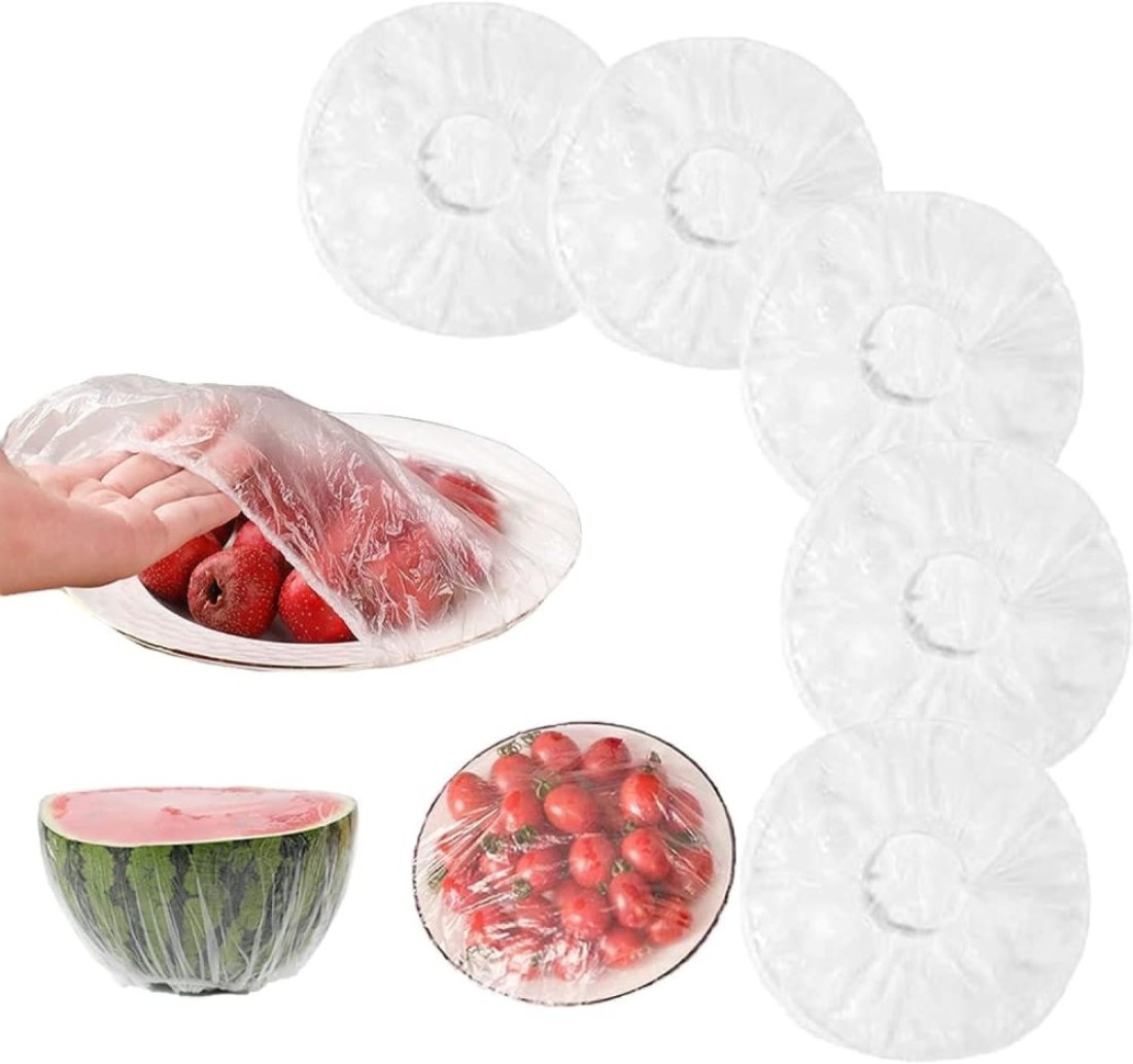 AL ARQAM Fresh Keeping Bags Food Cover 100PCS &ndash; Reusable Elastic Bowl Covers, Stretch Lids for Food Containers, Plastic Wrap Alternative for Meal Prep, Dish, Plate, Outdoor Picnic &ndash; Transparent


