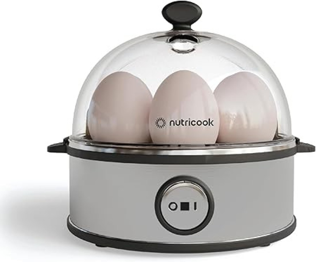 NutriCook Rapid Egg Cooker: 7 Egg Capacity Electric Egg Cooker for Boiled Eggs, Poached Eggs, Scrambled Eggs, or Omelettes with Auto Shut Off Feature