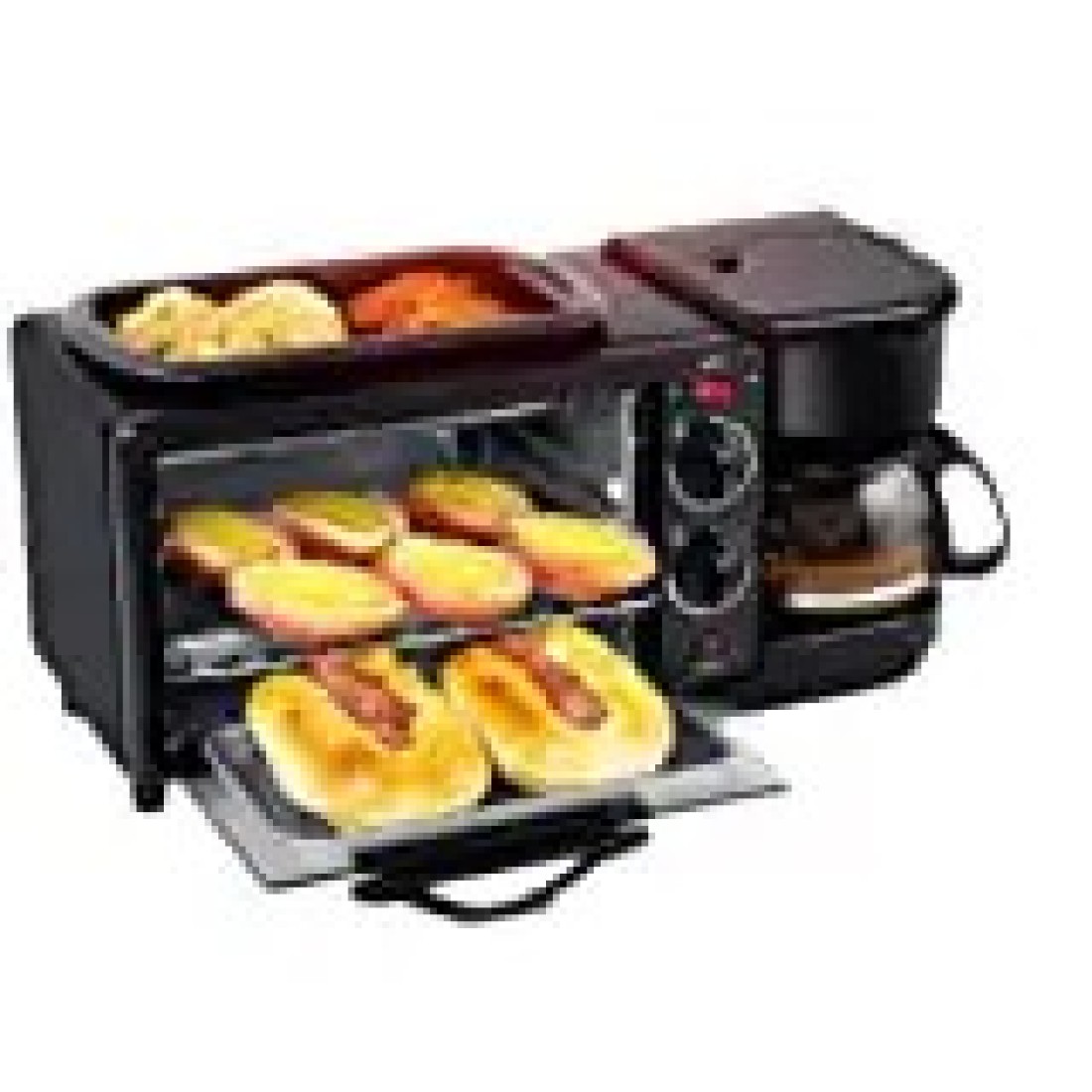 Saachi Electric 3 in 1 Breakfast Making Machine Multifunction Drip Coffee Maker Household Bread Pizza Frying pan Toaster 220V