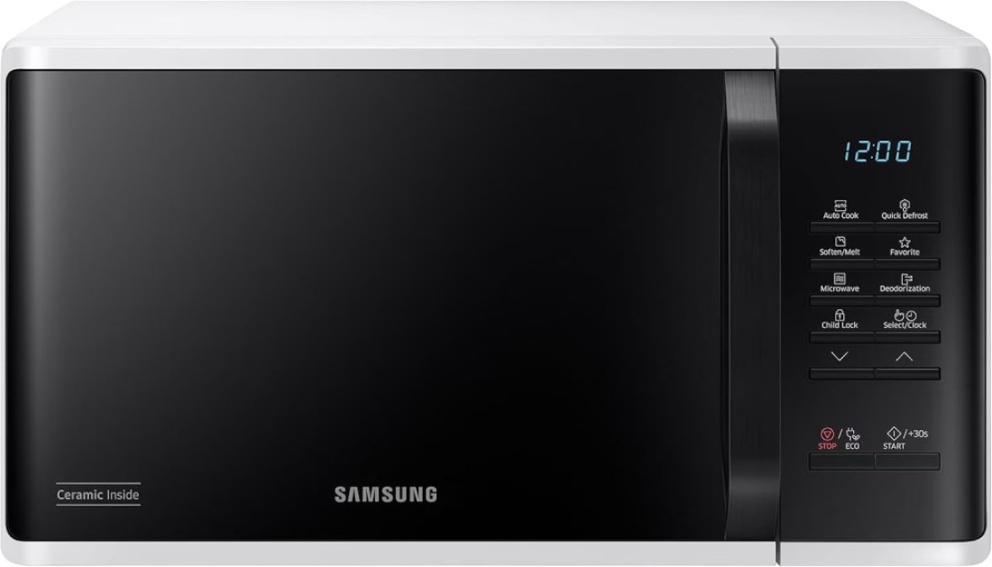 Samsung Solo Microwave Oven, 23L, MS23K3513AW, White/Black