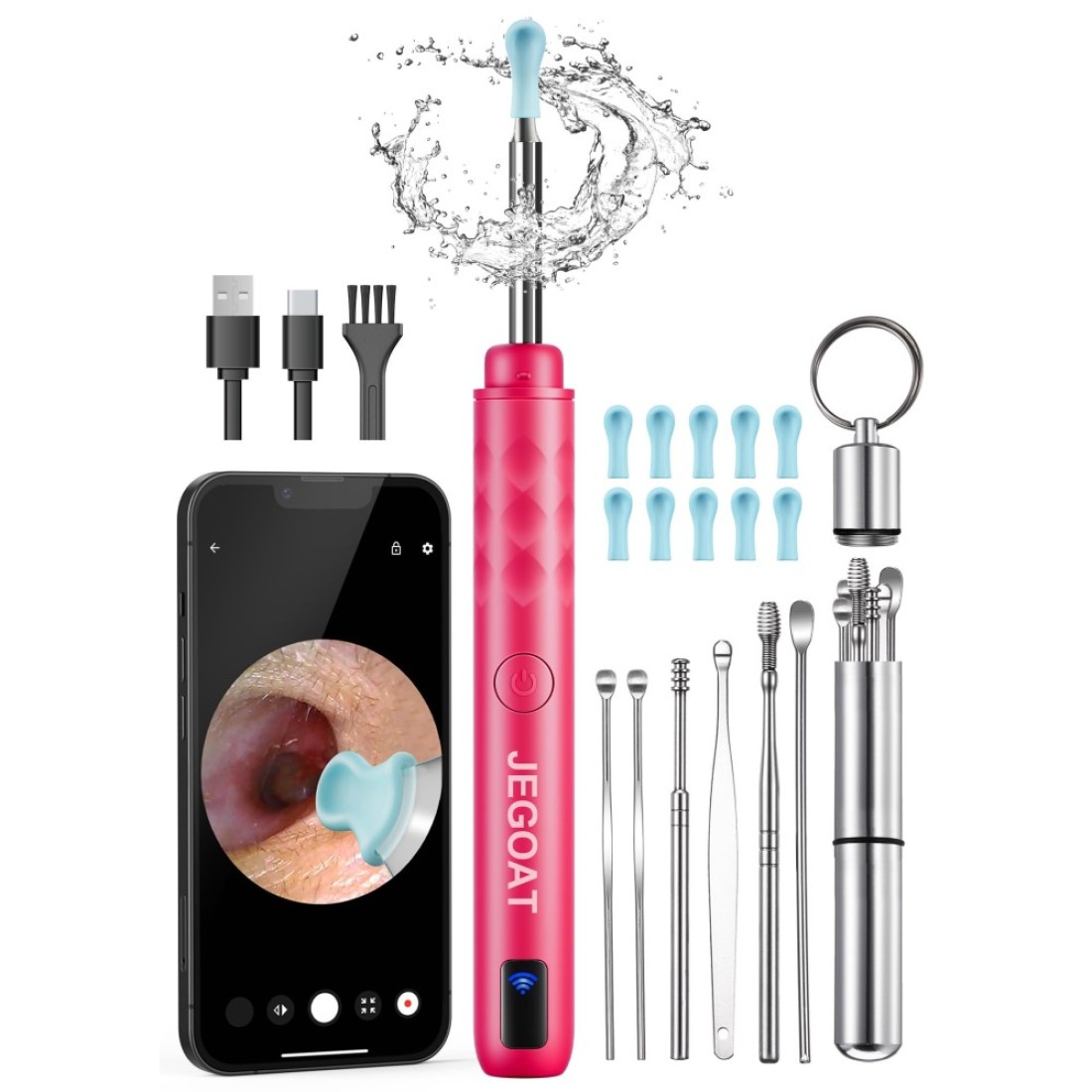Ear Wax Removal Tool Camera 1296P HD Scope and 6 LED Lights Ear Cleaner with Camera Ear Cleaning Kit Earwax Remover Tool with 10 Spoon