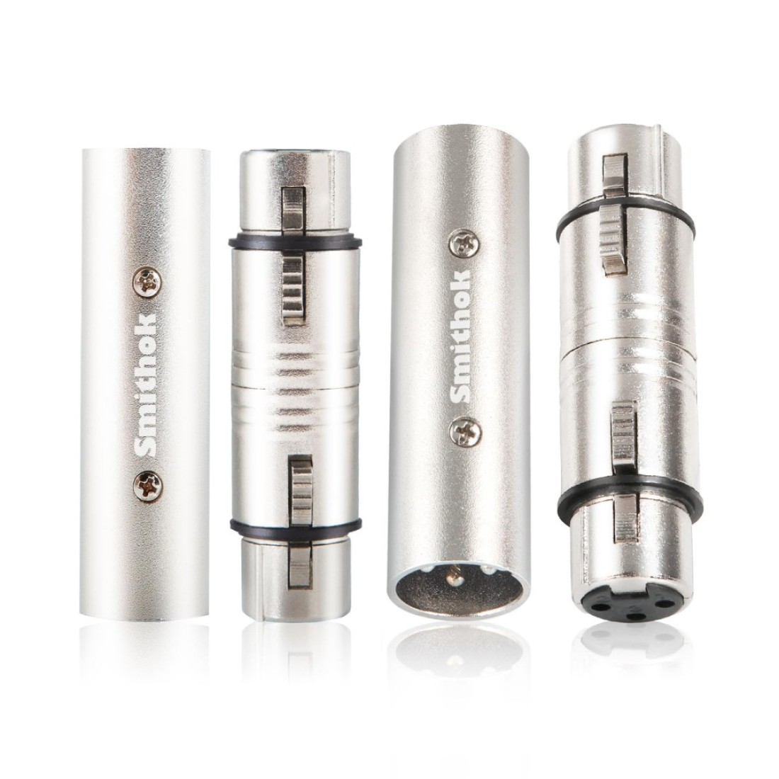 Smithok XLR Adapter 4 Pack(2-Pair), 2 XLR Male to Male Connector &amp; 2 XLR Female to Female Coupler, 3PIN XLR Adapter Gender Changer Connector,Compatible with Mixer, Microphone, Power Amplifier
