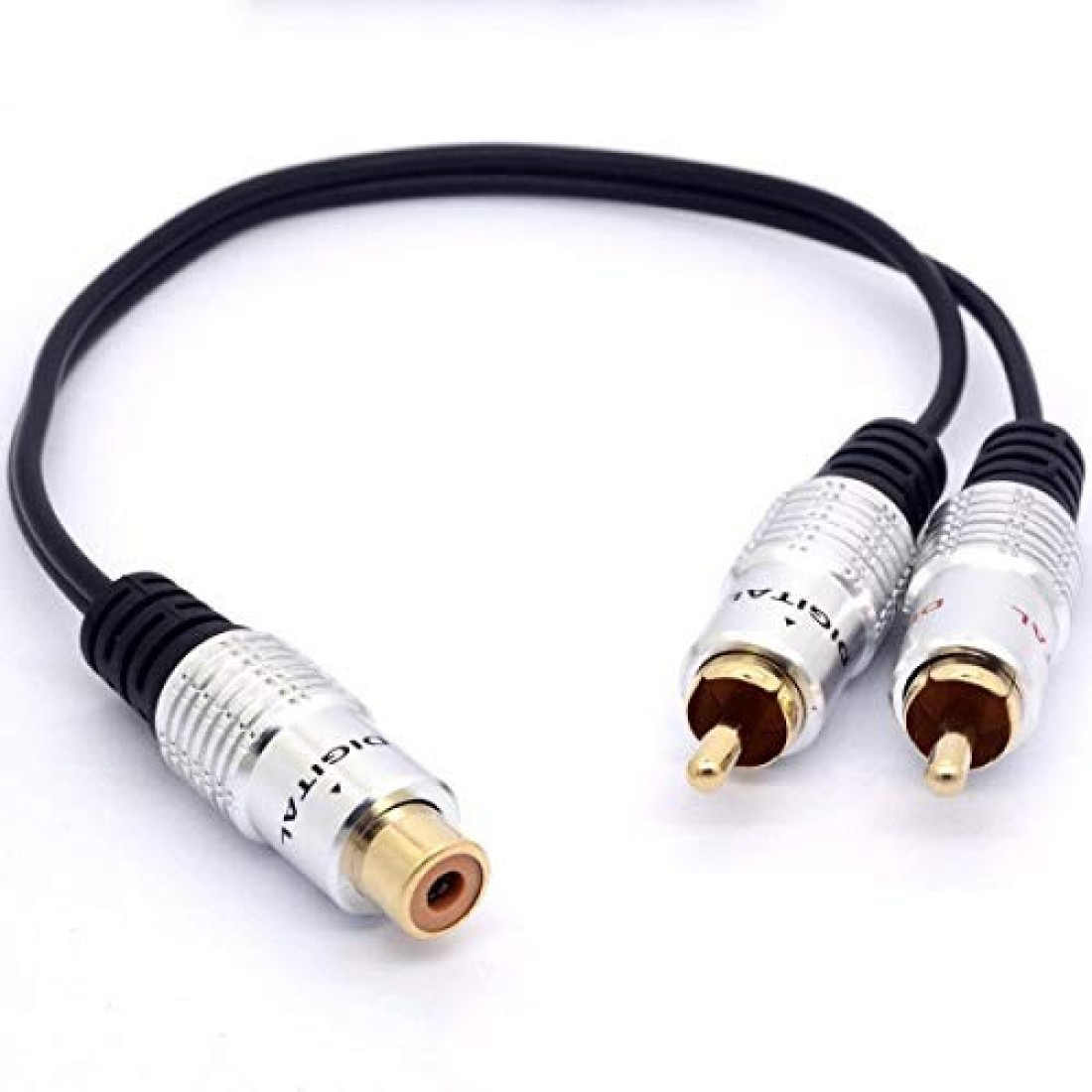 GLHONG 25cm RCA Y Adapter 1 RCA Female to 2 RCA Male Splitter Cable for Audio Amplifier Subwoofer(RCA Female to 2 Male)