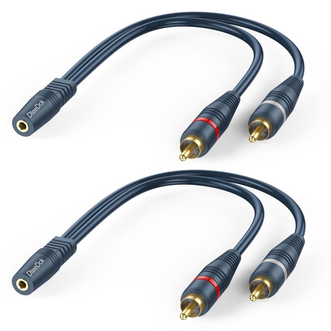 DteeDck RCA to AUX Adapter 2 Pack, Female AUX 3.5 mm to Male RCA Audio Adapters, Stereo Audio 3.5mm Y Cable Converter for Headphone Speaker TV Smartphone MP3 Tablet -20cm