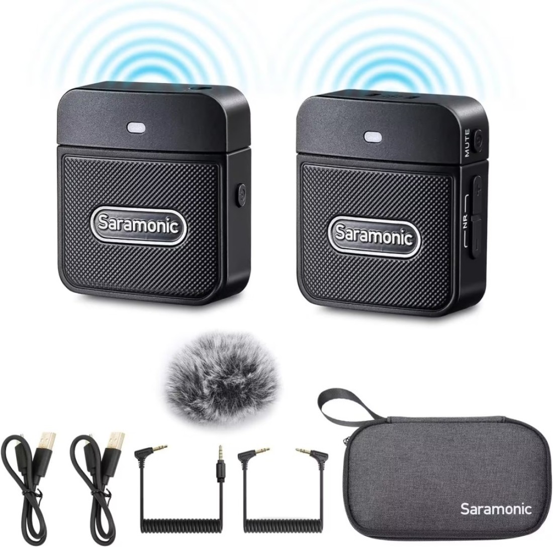 Saramonic Wireless Lavalier Microphone Blink100 B1 2.4Ghz Wireless Microphone With Transmitter &amp; Receiver For DSLR Cameras, iPhone, iPad And Android, 164Ft Range, Lapel Mic For Recording, Teaching
