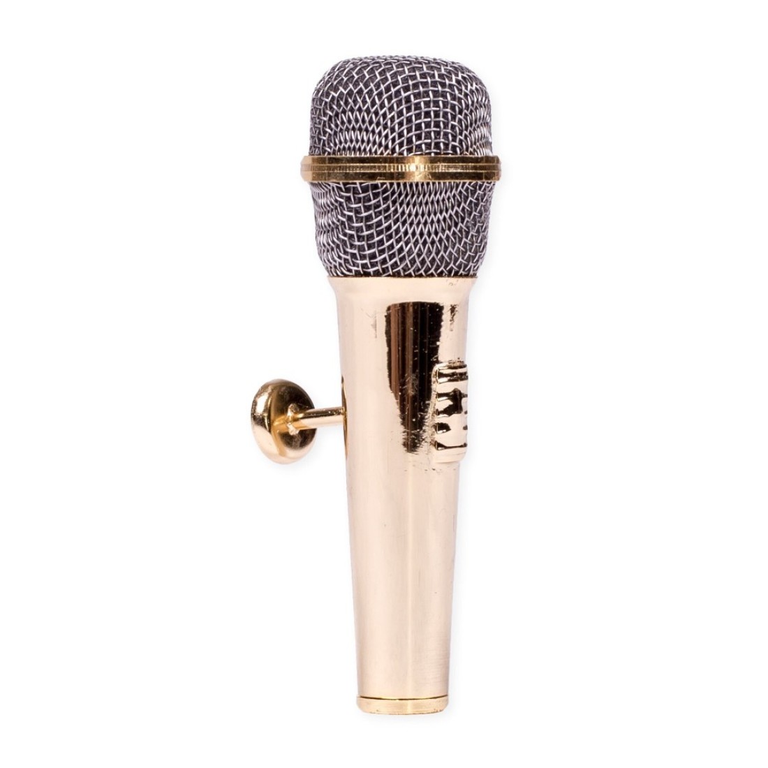 Microphone Miniature Replica Metallic Gold Tone 1 x 3 Resin Refrigerator Magnet