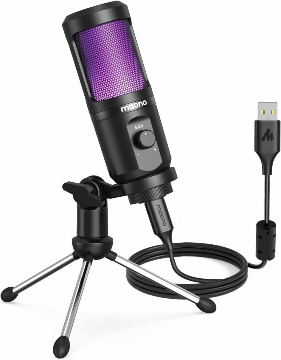 MAONO AU-PM461TR USB Gaming Microphone with Mic Gain - Black