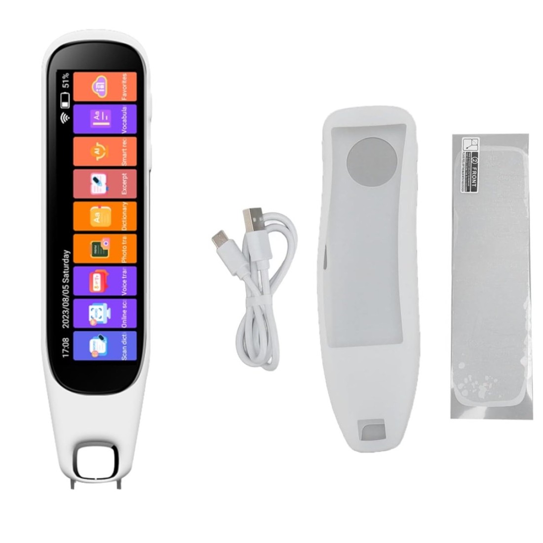 Translation Pen Scanner Text to Speech Device OCR Digital Pen Reader Exam Reading Pen for StudentsDyslexia Wireless Language Translator for Travelers International Business Personnel WHITE