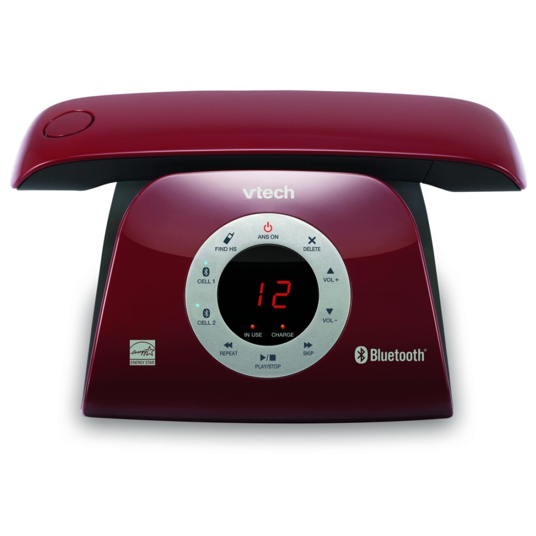 VTECH VS12216 RetroDesign Cordless Phone Bluetooth Connect to Cell Call Blocker Answering System FullDuplex Speakerphone