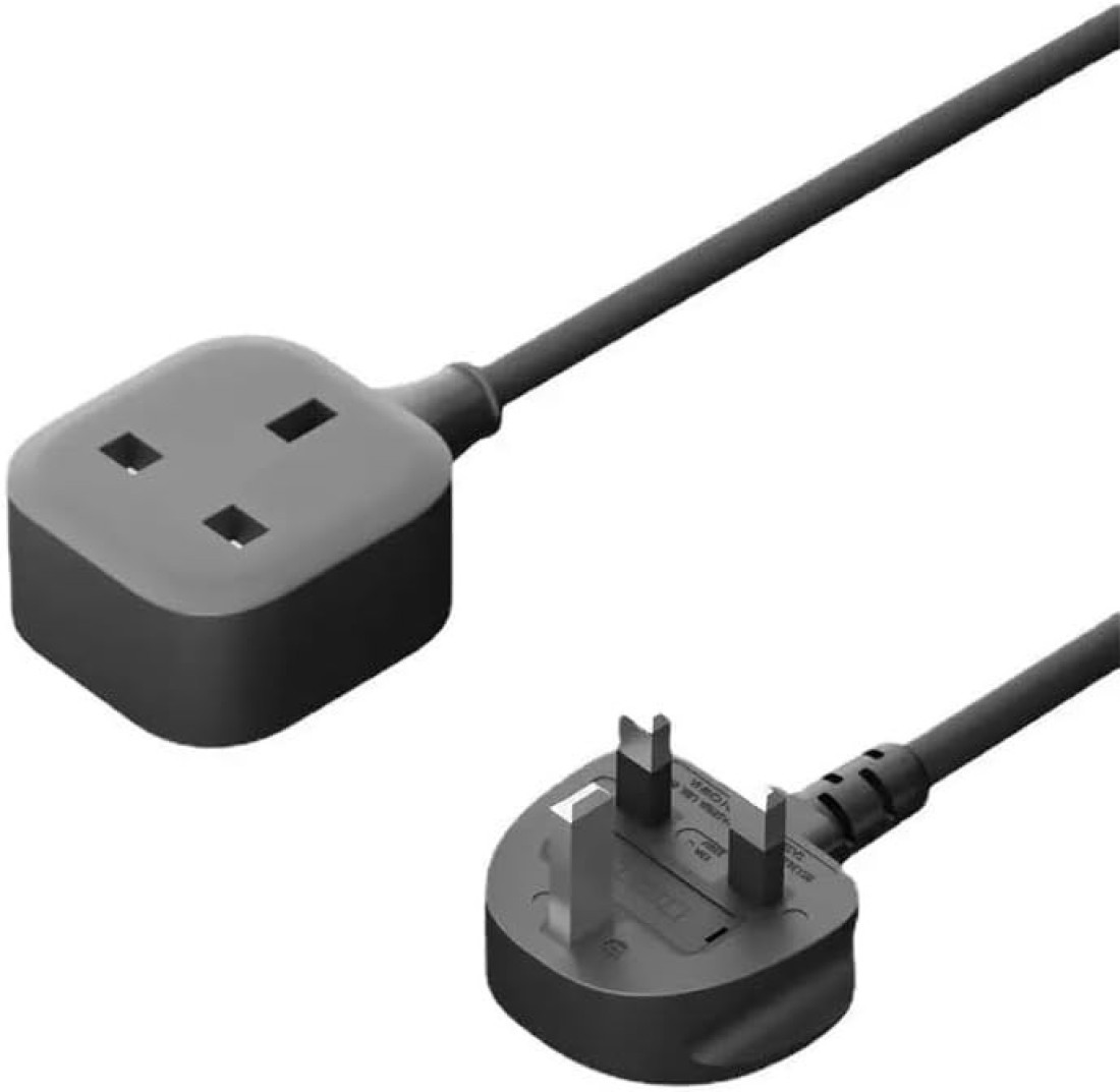 DKURVE&reg; 3 Meter 1 Way Gang Extension Lead 13 AMP Single Socket Extension Lead, UK 3 Pin Fused Plug male to female Travel Use Extension Cord Power Strip Plug, Extension for Travel, Home &amp; office