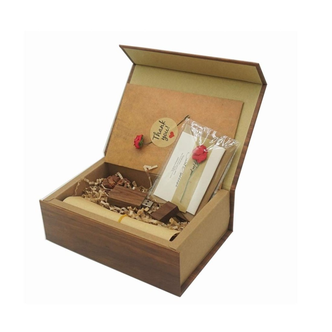 LONMAX 16GB USB Memory Disk Wooden USB Flash Drive USB 2.0 Thumb with Gift Box(16GB, HMFK+MWH)