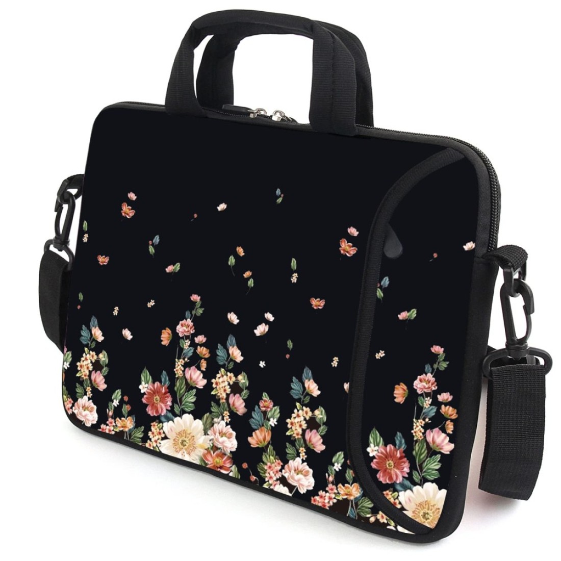 XMBFZ 13.3&quot; Laptop Bag Adjustable Shoulder Strap with Handle Accessory Pocket fits 11.6&quot; 12&quot; 12.1&quot; 13&quot; 13.3&quot; Laptops (Flowers)