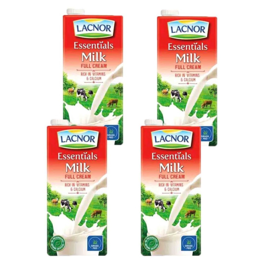 Lacnor Essentials Full Cream Milk 1L Pack of 4