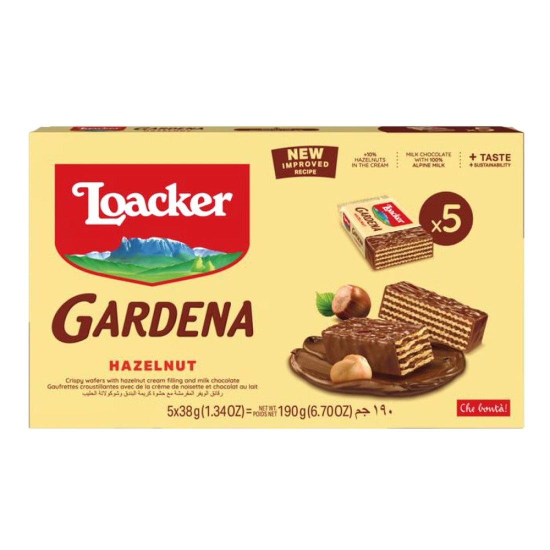 Loacker Gardena Hazelnut Wafers, 38g Pack of 5