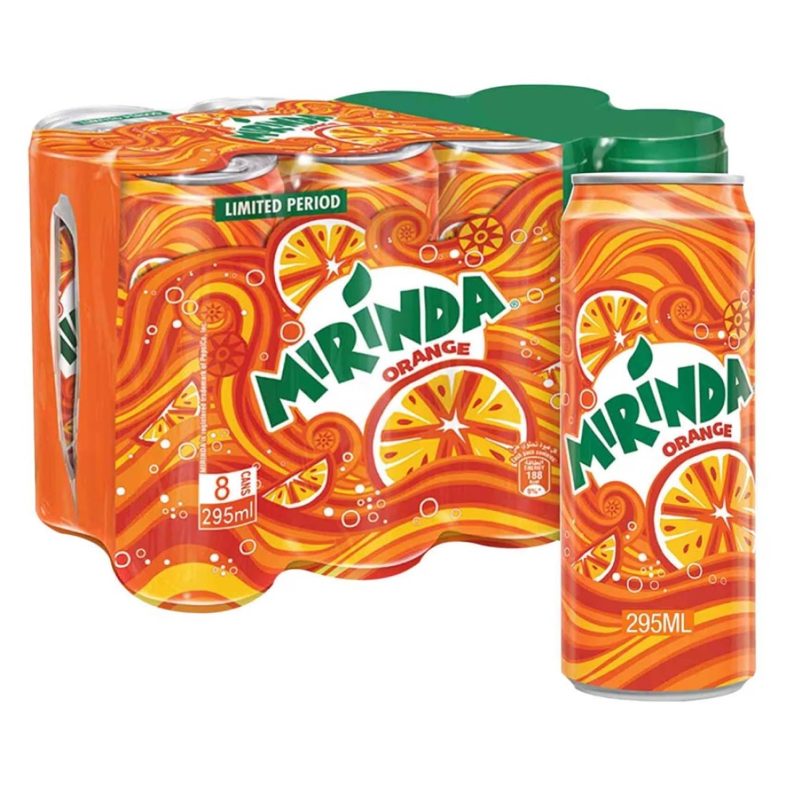 Mirinda Orange Carbonated Soft Drink 295ml Pack of 8
