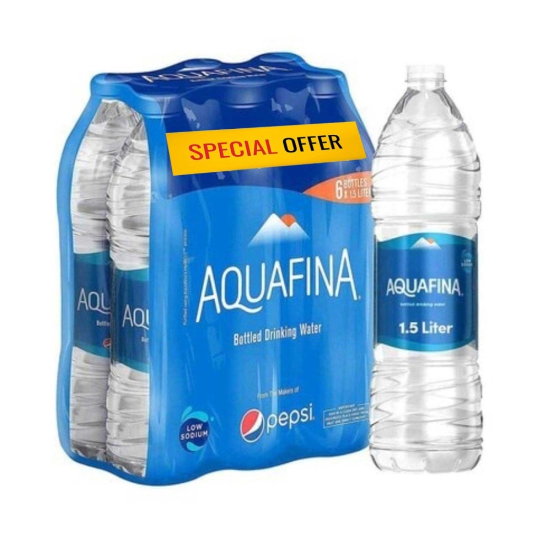 Aquafina Low Sodium Bottled Drinking Water 1.5L Pack of 6