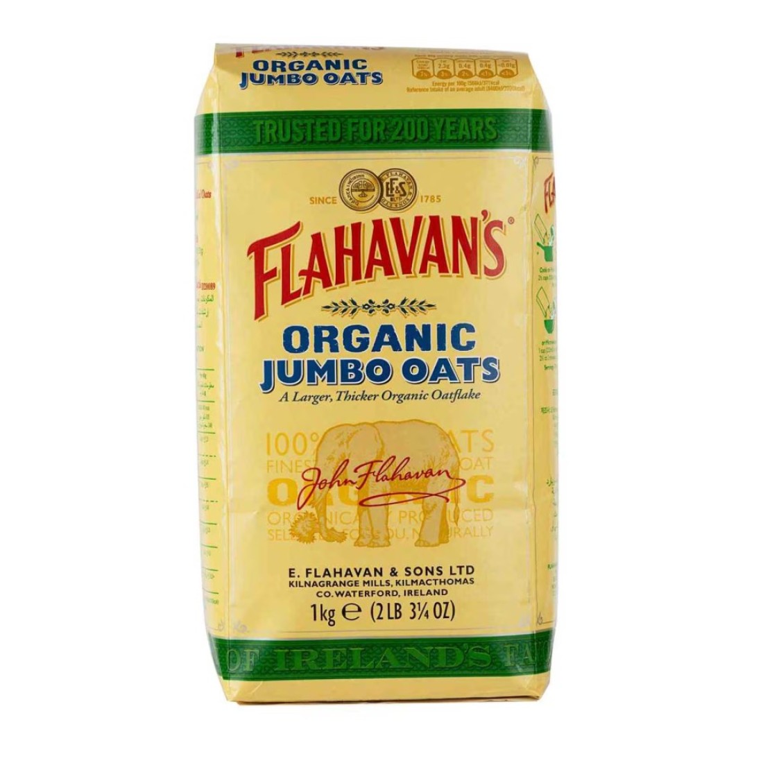 Flahavan&#39;s Organic Jumbo Porridge Oat 1kg