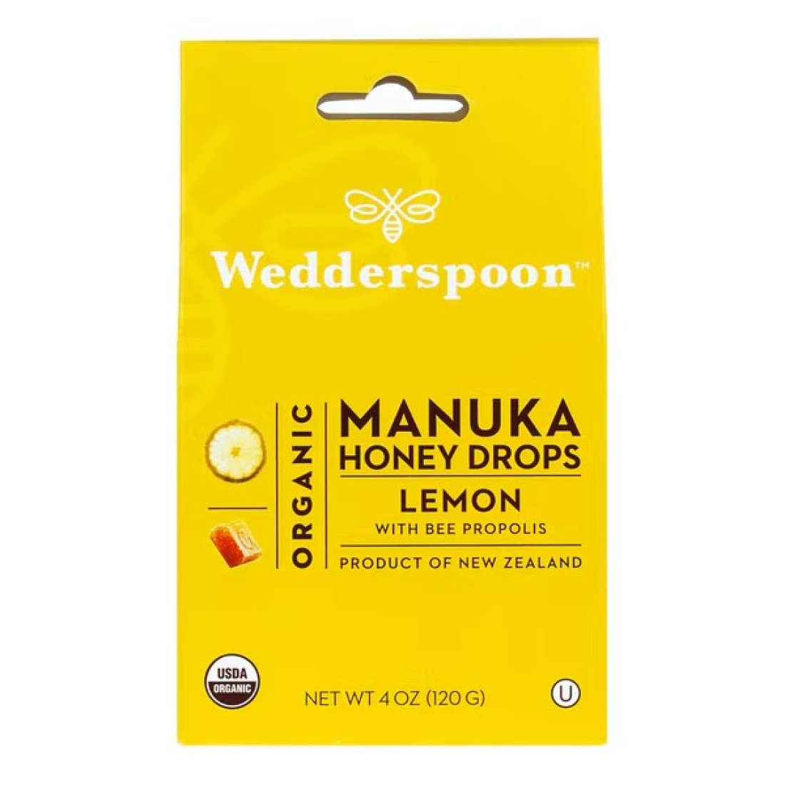 Wedderspoon Organic Lemon Flavoured Manuka Honey Drops 120g