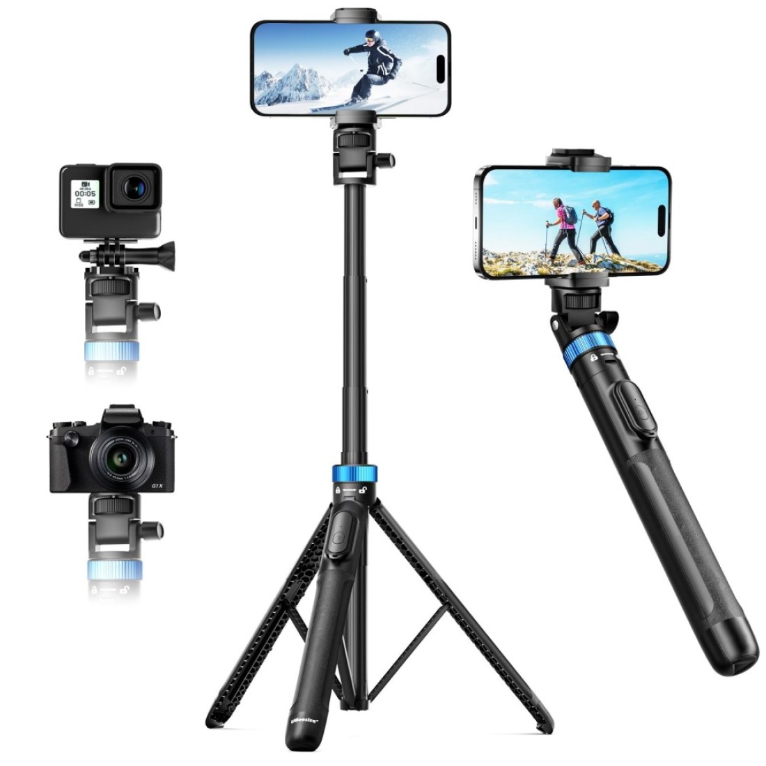 UBeesize 72&quot; Phone Tripod - Tripod for iPhone &amp; Selfie Stick with Phone Holder &amp; Remote - Upgraded, Stable &amp; Portable Stand for iPhone 16/15/14, Android, Cameras &amp; Action Cams