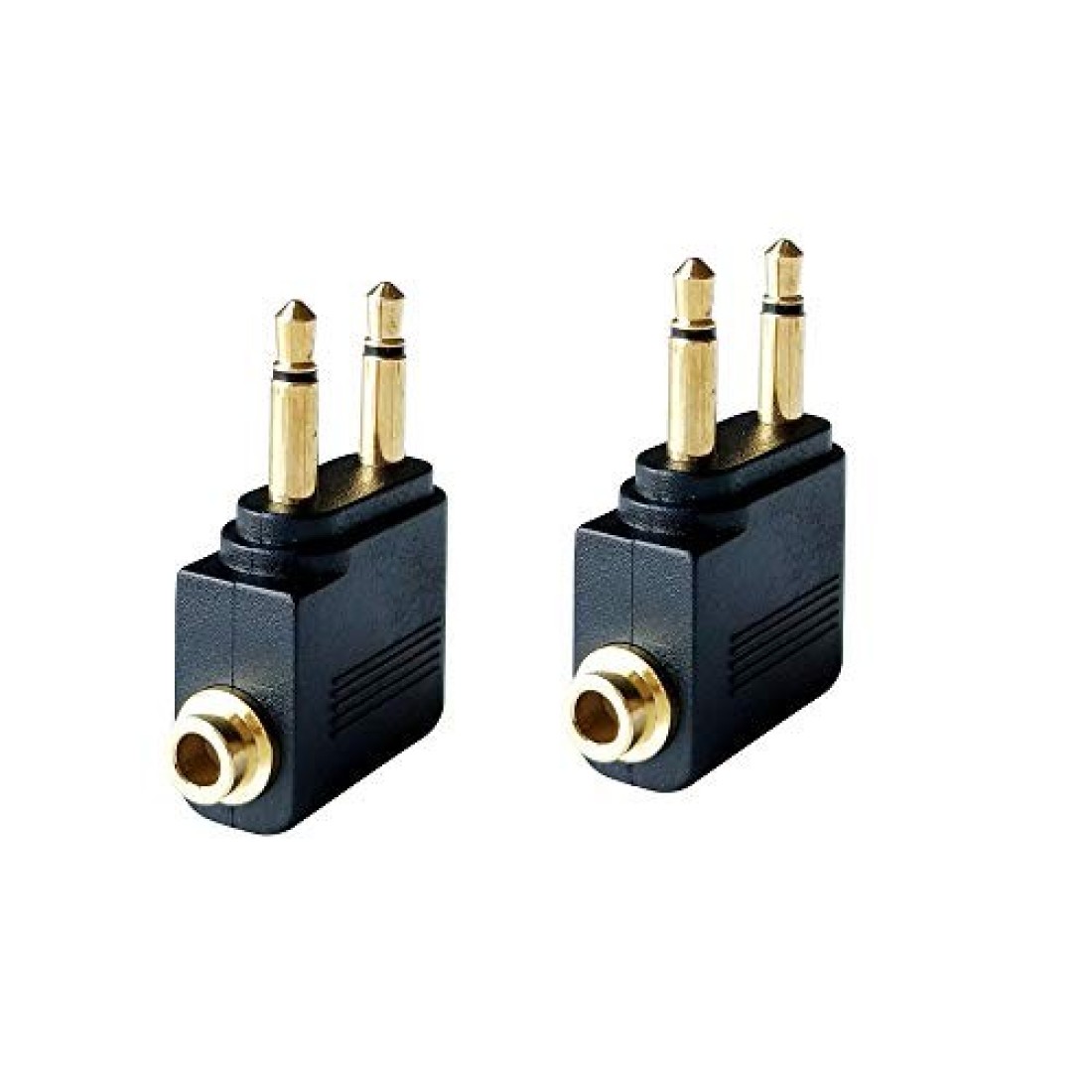 Posdou Audio Airplane Adapters Dual 35mm Male to 35mm Female Airline Flight Headphone Adapters Gold Plated 2 Pack