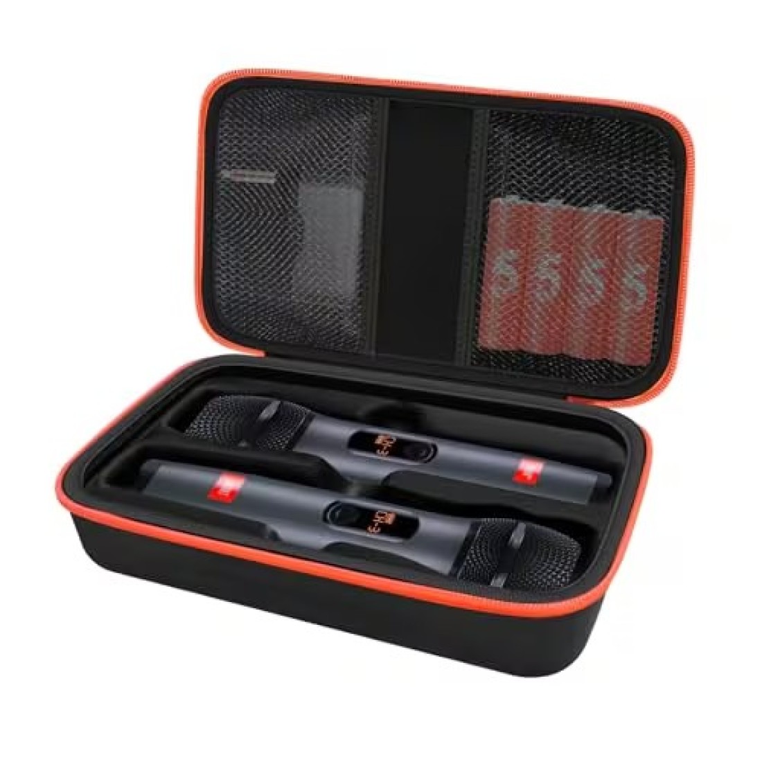 JOSMAX Wireless Microphone Case Compatible with JBL Wireless Two Microphone System, Portable Handheld Dual Mic Travel Storage Bag for Singing or Karaoke for Receivers, Adapters, AA Batteries - Black