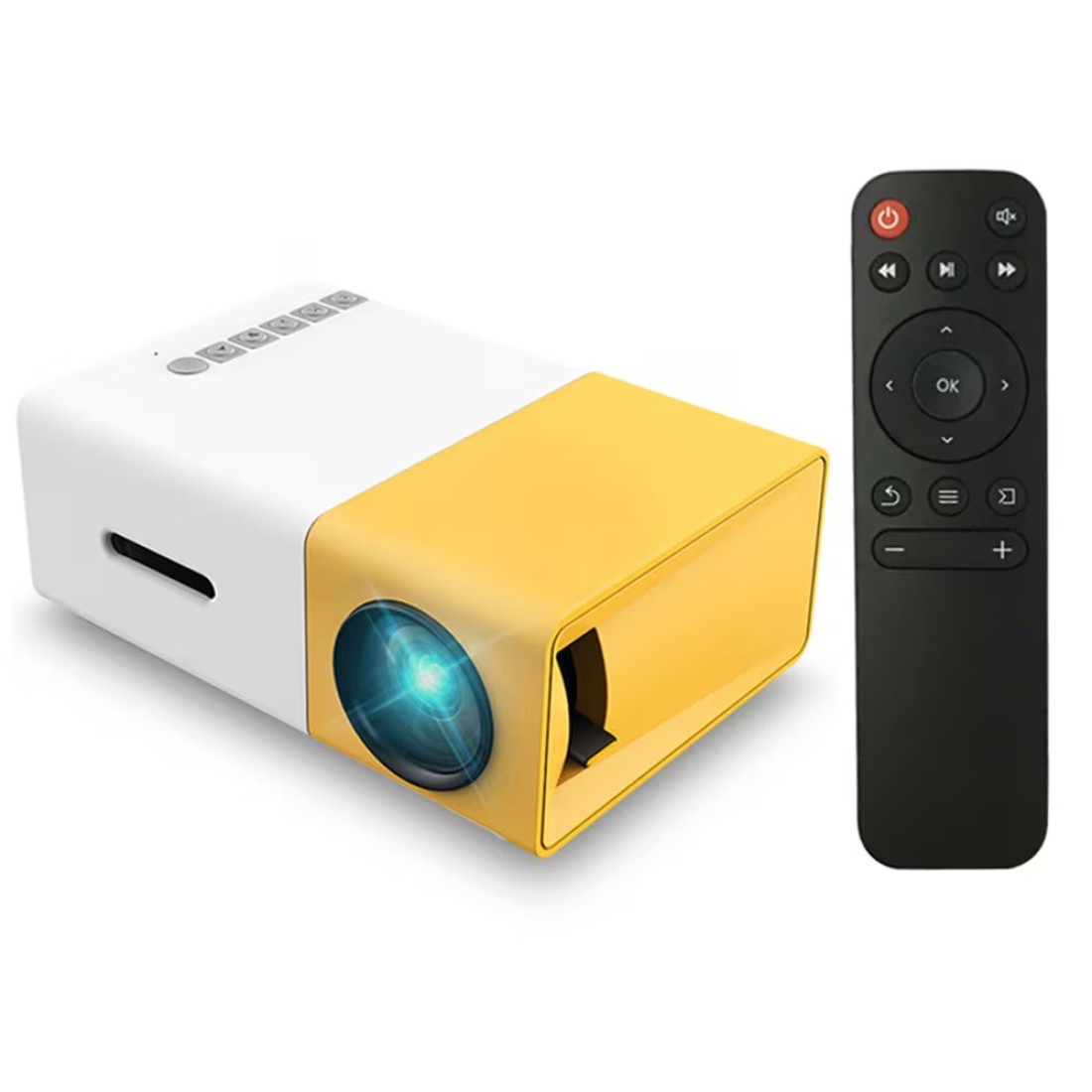 Generic-YG300 LED Projector 1080P Projection Machine with USB HD AV TF Card Slot Mini Pocket Remote Controller for Laptop PC EU Plug