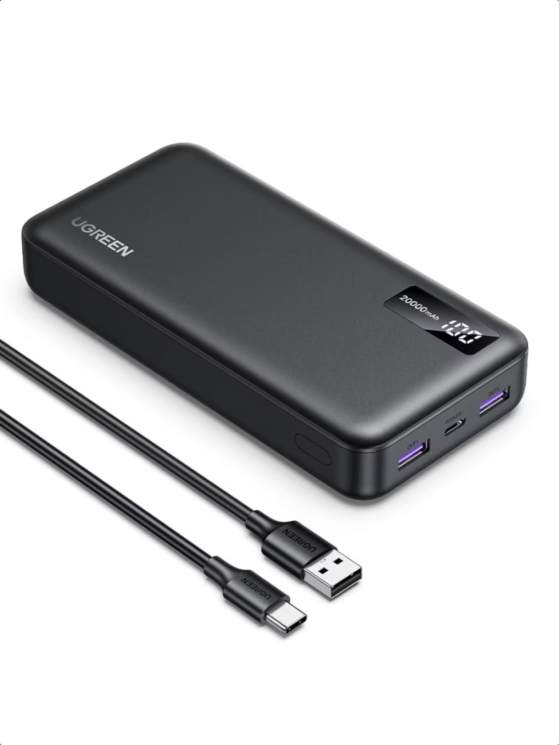 UGREEN Power Bank 20000mAh, 22.5W Portable Charger Fast Charging PD 3.0 USB C Input&amp;Output Battery Pack with Digital Display Include Cable for iPhone 8-16 Series, Galaxy S24U/S23, iPad, AirPods, etc

