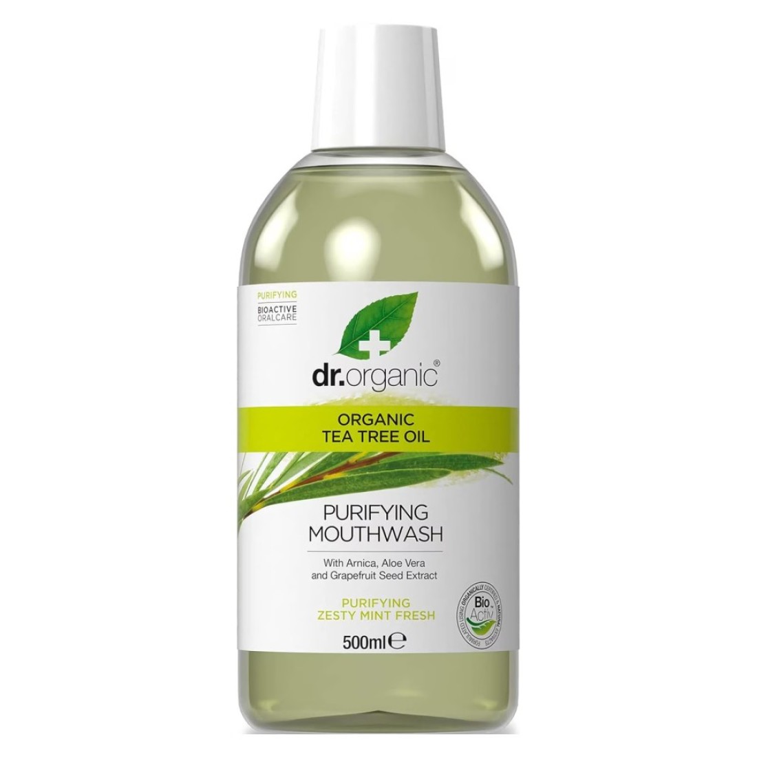 Dr.Organic Organic Tea Tree Oil Purifying Mouthwash Zesty Mint Fresh 500ml