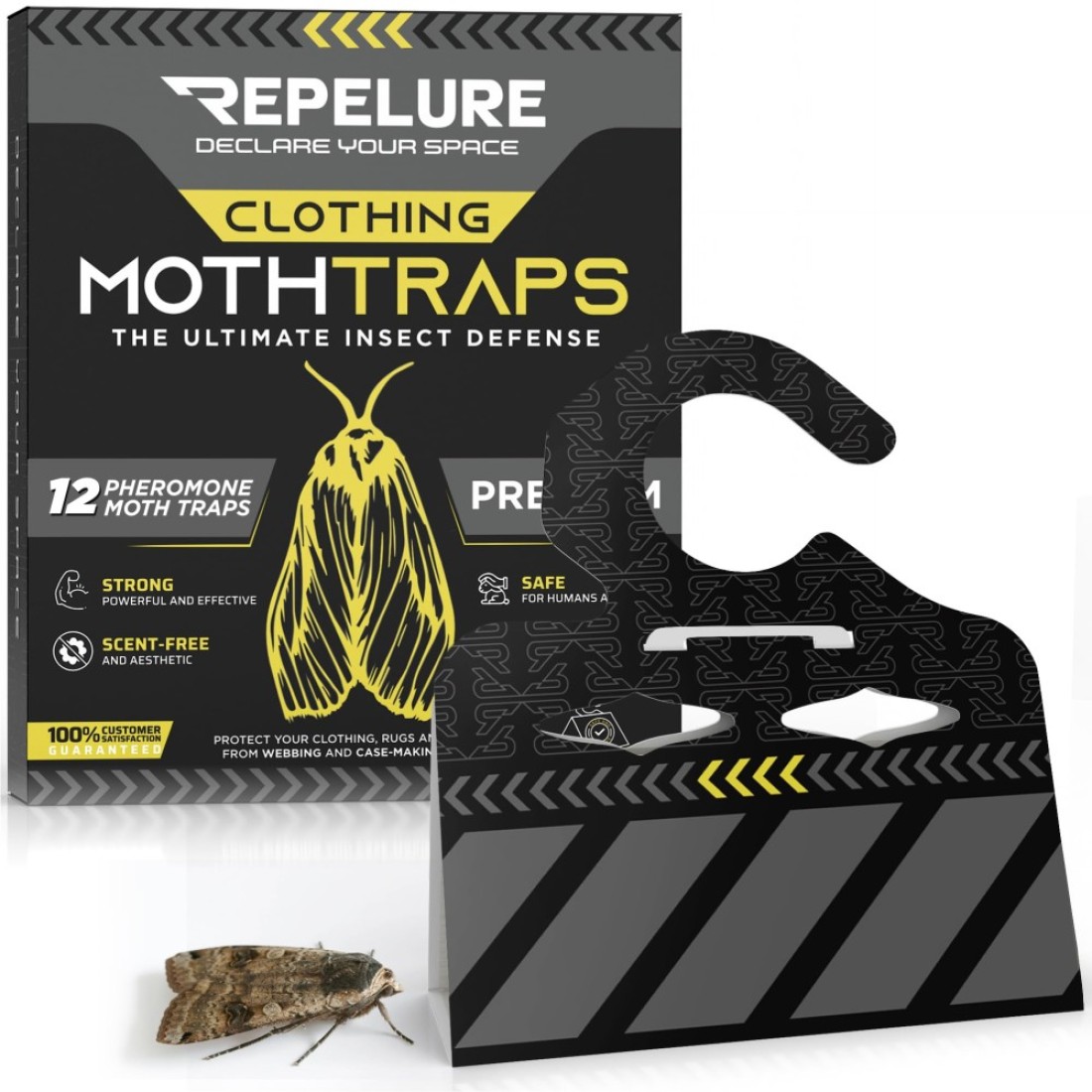 Repelure Premium Moth Traps for Clothes - Moth Traps with Pheromones - Closet Moth Traps - Clothing Moth Traps - Moth Killer Indoor Moth Repellent for Closets Anti Moth Products &amp; Prevention, 12 Pack
